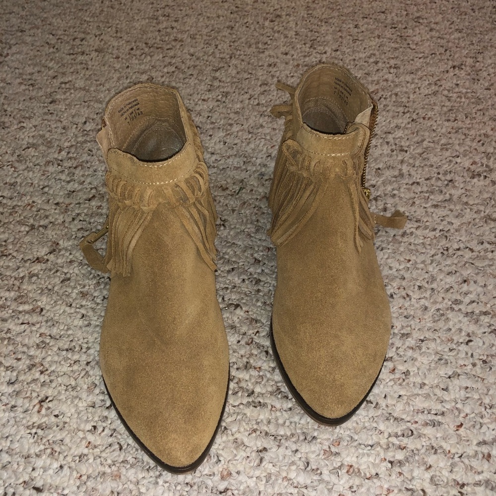 Ankle fringe booties (worn once)